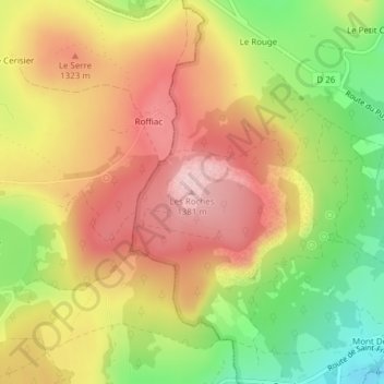 Mapa topográfico Les Roches, altitud, relieve