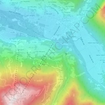 Mapa topográfico Les Rots, altitud, relieve