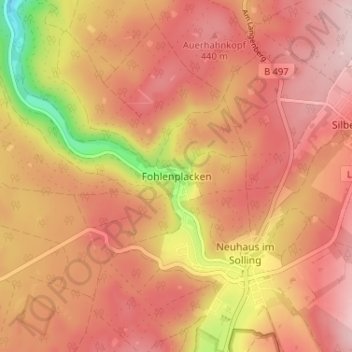 Mapa topográfico Fohlenplacken, altitud, relieve