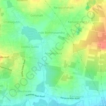 Mapa topográfico Anagalapura, altitud, relieve