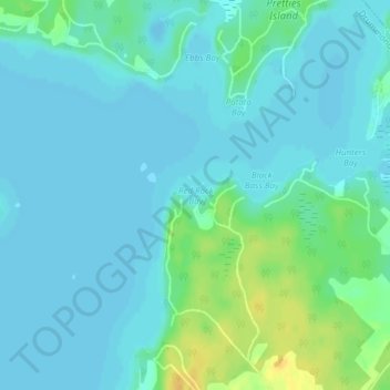 Mapa topográfico Red Rock Bay, altitud, relieve