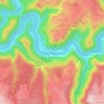 Mapa topográfico Spontour, altitud, relieve