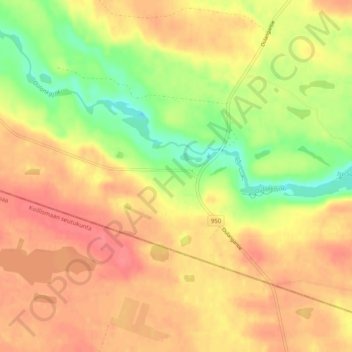 Mapa topográfico Oulanka, altitud, relieve