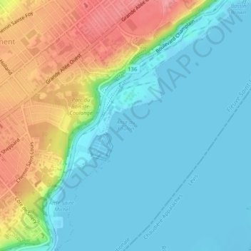 Mapa topográfico Anse au Foulon, altitud, relieve