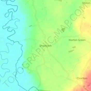 Mapa topográfico Shocklach, altitud, relieve