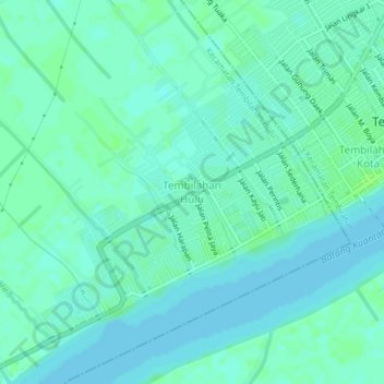 Mapa topográfico Tembilahan Hulu, altitud, relieve