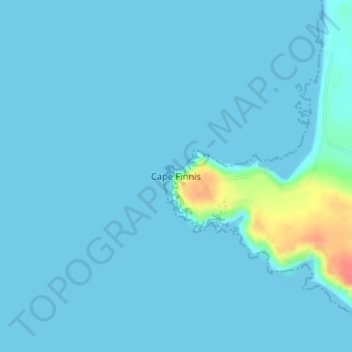 Mapa topográfico Cape Finnis, altitud, relieve