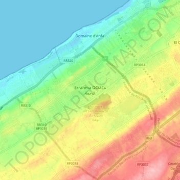 Mapa topográfico Errahma, altitud, relieve