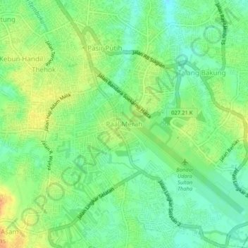 Mapa topográfico Paal Merah, altitud, relieve