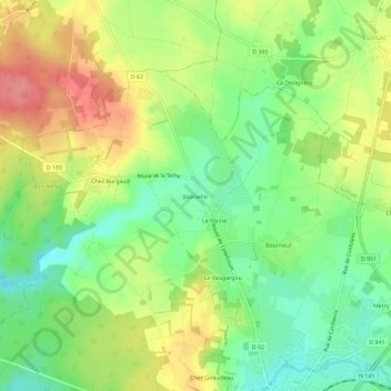Mapa topográfico Jousselin, altitud, relieve