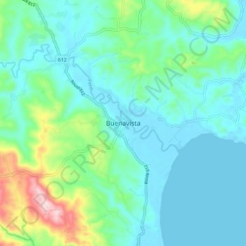 Mapa topográfico Buenavista, altitud, relieve