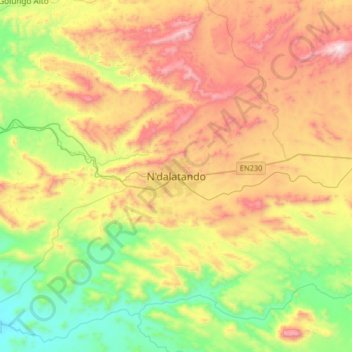 Mapa topográfico N'dalatando, altitud, relieve