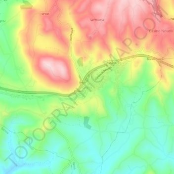 Mapa topográfico Giglio, altitud, relieve
