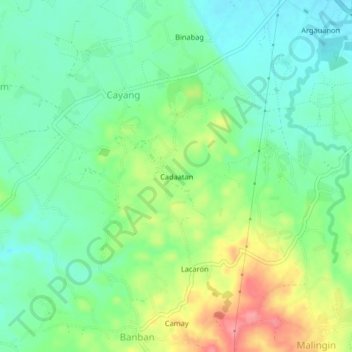 Mapa topográfico Cadaatan, altitud, relieve