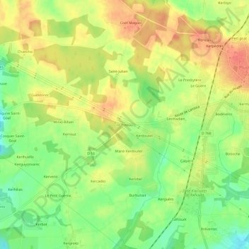 Mapa topográfico Le Poteau, altitud, relieve