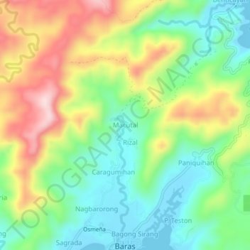 Mapa topográfico Macutal, altitud, relieve