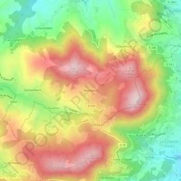 Mapa topográfico Remillieux, altitud, relieve