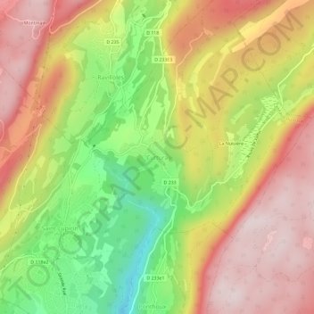 Mapa topográfico Cuttura, altitud, relieve