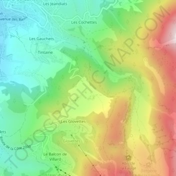 Mapa topográfico Les Clots, altitud, relieve