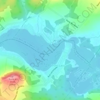 Mapa topográfico Les Trois Lacs, altitud, relieve