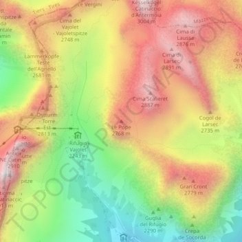 Mapa topográfico Le Pope, altitud, relieve