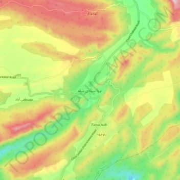 Mapa topográfico Choa Saidan Shah, altitud, relieve