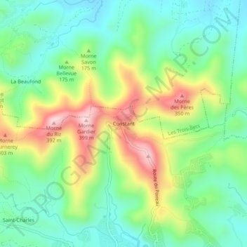 Mapa topográfico Constant, altitud, relieve