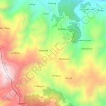 Mapa topográfico Simpani, altitud, relieve
