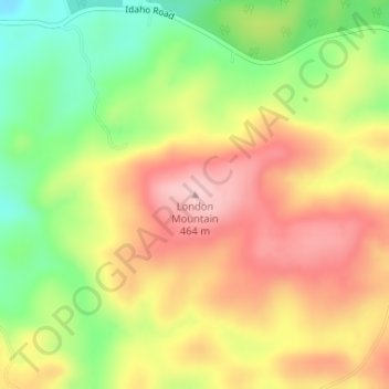 Mapa topográfico London Mountain, altitud, relieve