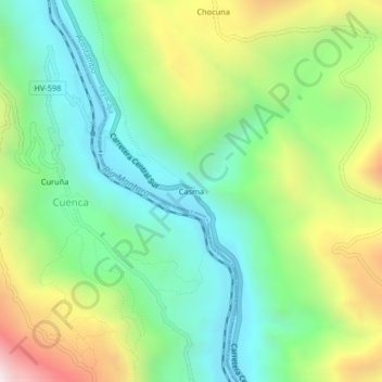 Mapa topográfico Casma, altitud, relieve