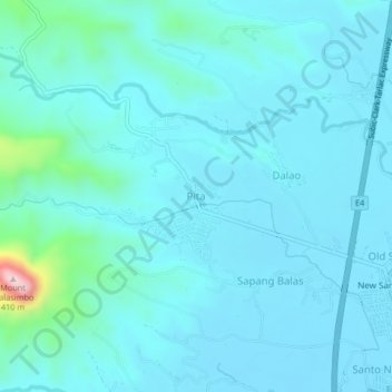 Mapa topográfico Pita, altitud, relieve