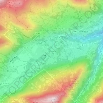 Mapa topográfico Terre Nère, altitud, relieve