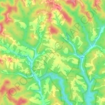 Mapa topográfico Kentuck, altitud, relieve