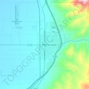Mapa topográfico Nephi, altitud, relieve