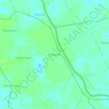 Mapa topográfico Kasupute, altitud, relieve