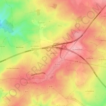 Mapa topográfico Les Bouis, altitud, relieve