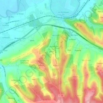 Mapa topográfico Vilaret, altitud, relieve
