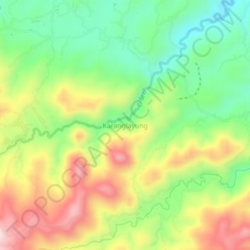 Mapa topográfico Karanglayung, altitud, relieve