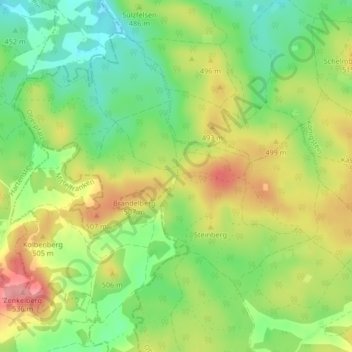 Mapa topográfico Rinnenbrunn, altitud, relieve