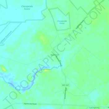 Mapa topográfico Quantico, altitud, relieve