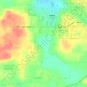 Mapa topográfico Waterloo Marsh, altitud, relieve