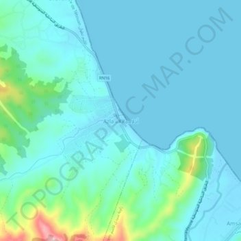 Mapa topográfico Azla, altitud, relieve