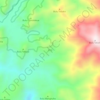 Mapa topográfico O'o, altitud, relieve