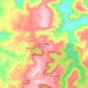 Mapa topográfico 中排村榨哨组, altitud, relieve