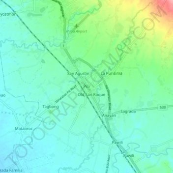 Mapa topográfico Pili, altitud, relieve