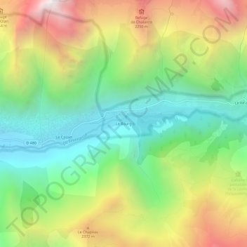 Mapa topográfico Le Bourg, altitud, relieve