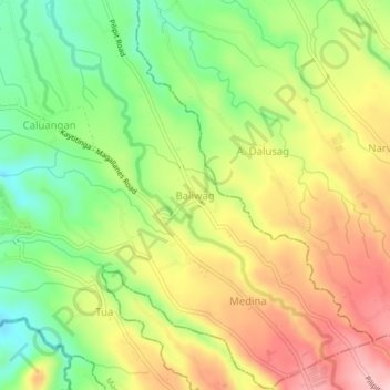 Mapa topográfico Baliwag, altitud, relieve