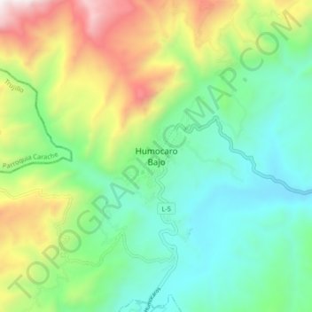Mapa topográfico Humocaro Bajo, altitud, relieve