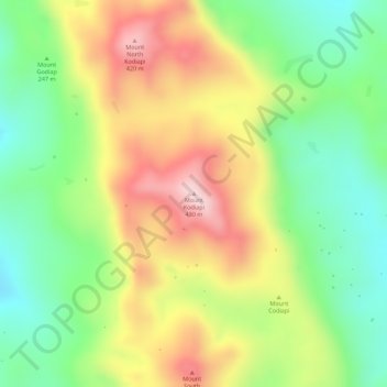 Mapa topográfico Mount Kodiapi, altitud, relieve