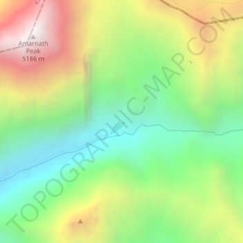 Mapa topográfico Amarnath Cave Temple, altitud, relieve